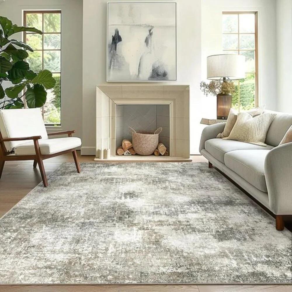 New 8x10 Washable Area Rug, Modern Abstract Non-Slip Carpet for Home & Room